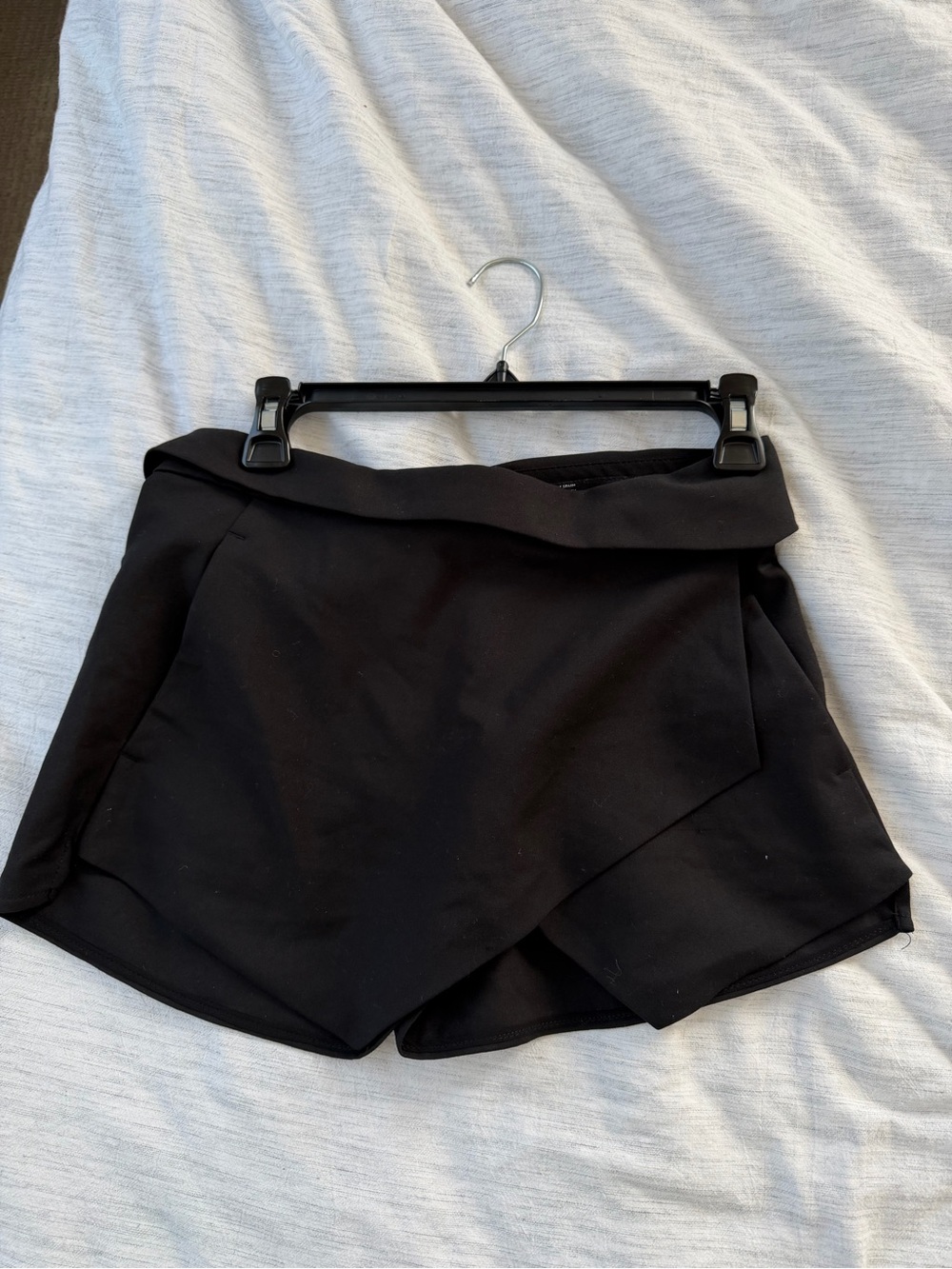 Zara Black Asymmetrical Skort Shorts